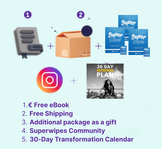 3x free packages + acess to Supwipes Community +  30-Day Transformation Plan